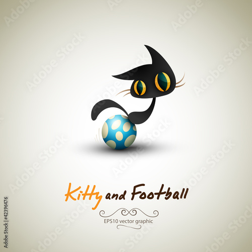 Vektor: Little Cat playing with Football Little Cat playing with Football