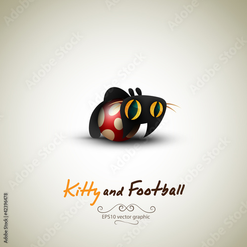 Vektor: Little Cat playing with Football Little Cat playing with Football