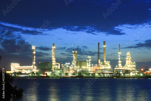 Photo: Refinery plant area at twilight Refinery plant area at twilight