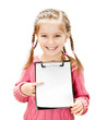 little girl with white blank