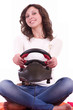 Beautiful young woman with helmet