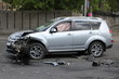 SUV auto accident a close up side view