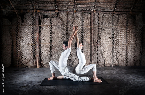 Photo: Couple yoga in India Couple yoga in India