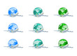 Vektor: Earth globes with planes Earth globes with planes