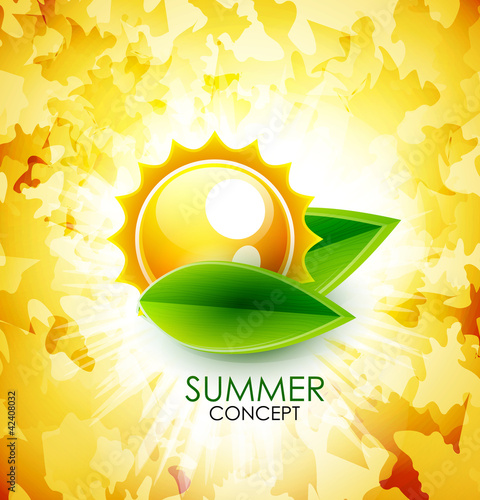 Vector: Summer leaf shiny background Summer leaf shiny background