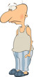 The tired man in house clothes cartoon