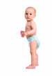Full length portrait of a cute one-year old boy over white