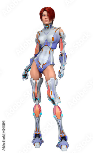 Illustration: bionic woman stand up bionic woman stand up