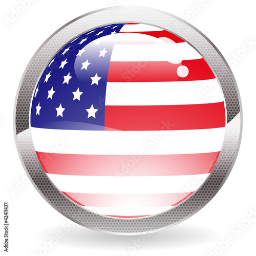 Vektor: Gloss Button with American Flag Gloss Button with American Flag