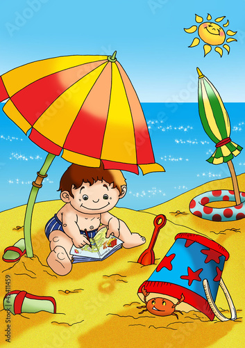 Illustrazione: bambino al mare bambino al mare