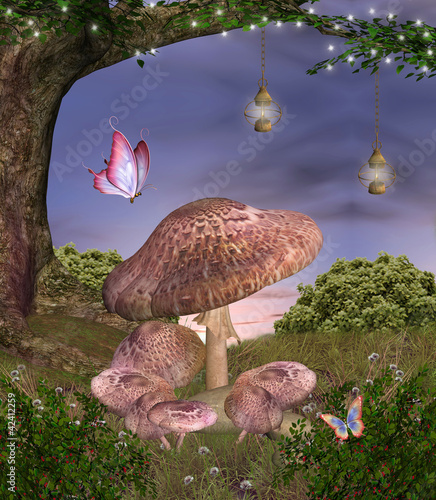 Illustration: Enchanted nature series - magic mushrooms Enchanted nature series - magic mushrooms