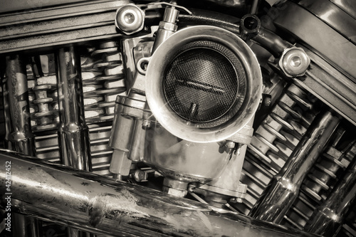 Photo: sepia toned chromed motorcycle engine sepia toned chromed motorcycle engine