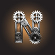 Vector metal figure  with gearwheels