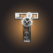 Vector metal figure  with gearwheels