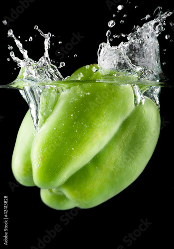 Photo: Green pepper underwater Green pepper underwater