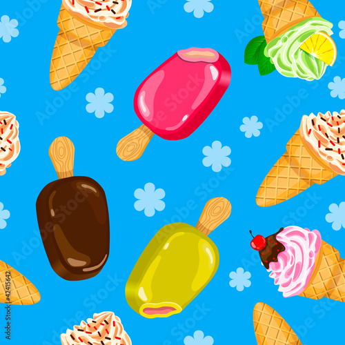 イラスト: Seamless Ice cream pattern in vector点 Seamless Ice cream pattern in vector