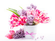 Bouquet from tulips and lilac