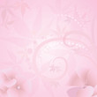 Vektor: Floral background with pink flowers, leaves and curls Floral background with pink flowers, leaves and curls
