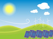 Eco power plants in nature landscape.