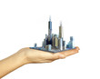 Foto: Business city center on woman hand Business city center on woman hand