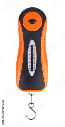 Photo: Steelyard with black and red plastic handle Steelyard with black and red plastic handle