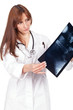 female doctor holding a radiography