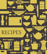 Recipes card with different kitchen accessories and a banner.