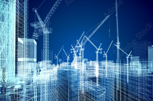 Illustration: construction site blueprint construction site blueprint