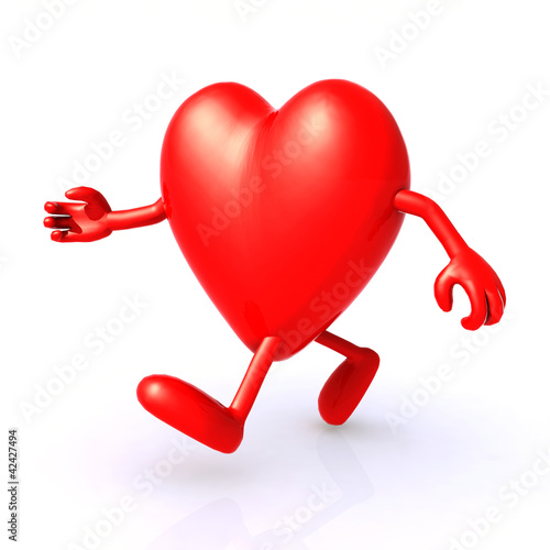 Illustration: big 3d heart running big 3d heart running