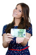 Foto: The beautiful girl with euro banknotes The beautiful girl with euro banknotes