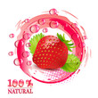 Vector: Strawberry with leafs and drops Strawberry with leafs and drops
