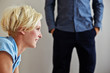Foto: pretty blond lady looking to the window pretty blond lady looking to the window