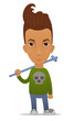 Cartoon hooligan with a pipe