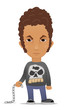 Cartoon hooligan with a chain