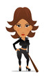 Cartoon hooligan girl with a bat