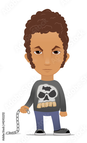 Vector: Cartoon hooligan with a chain Cartoon hooligan with a chain
