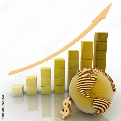 Illustration: Global success concept. 3d render. Global success concept. 3d render.
