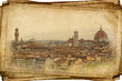 views of Florence in vintage style, like postcards