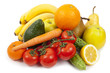 fruits and vegetables on a white background