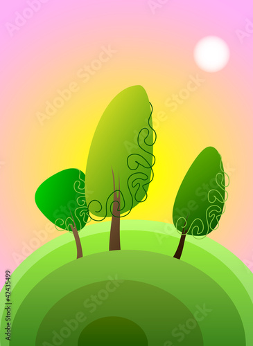 Vector: poplar tree, vector poplar tree, vector