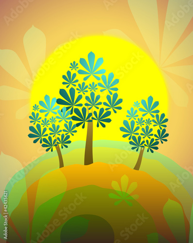 Vector: summer chestnut tree, vector summer chestnut tree, vector