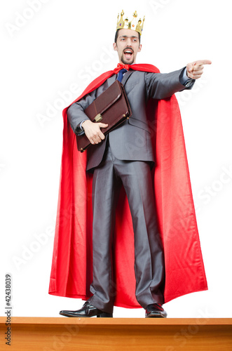 Photo: Man in red cover on white Man in red cover on white