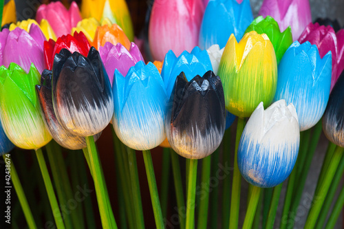 Photo: Dutch wooden souvenir tulips Dutch wooden souvenir tulips
