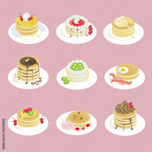 Vector: Fancy pancakes with 9 different look Fancy pancakes with 9 different look