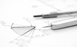 Photo: Compasses and drawing. Compasses and drawing.