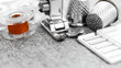 Photo: Sewing machine and tools. Sewing machine and tools.