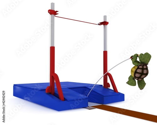 Illustration: tortoise competing in pole vault tortoise competing in pole vault