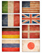 Collection of grunge flags: USA, Great Britain, Italy, France, D