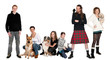 Photo: Family group with pets against white background Family group with pets against white background