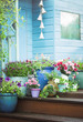 Photo: Summer potted flowers and garden shed Summer potted flowers and garden shed
